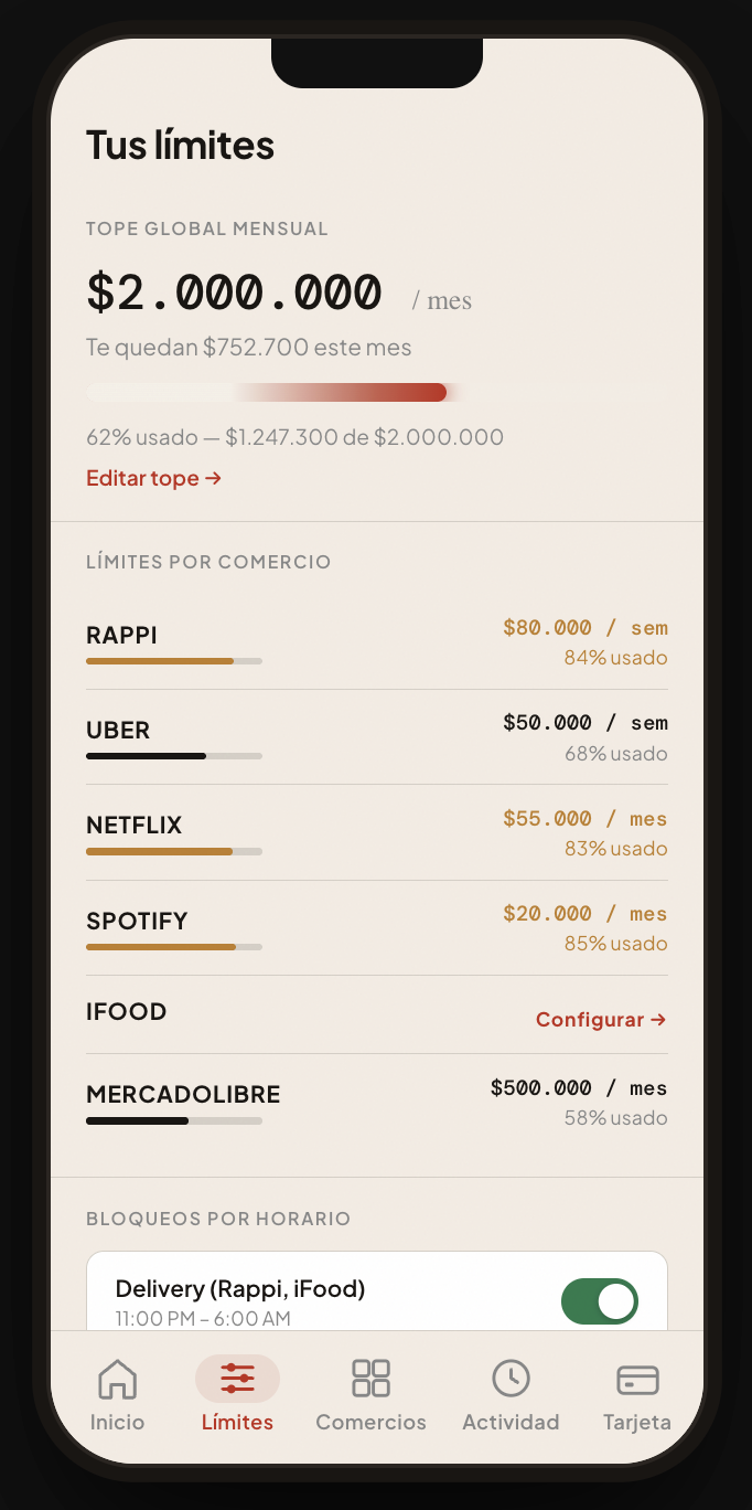 Tarjeta Límite App Demo